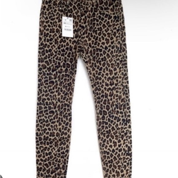 Zara Women's Super Skinny Leopard Print Pants Size 30 - Picture 3 of 3